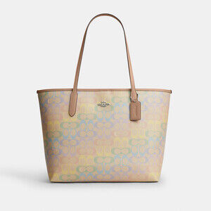 Coach 🆕 City Tote Bag In Rainbow Signature Canvas